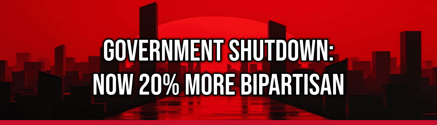 Government Shutdown: Now 20% More Bipartisan — Political Satire Bumper Sticker