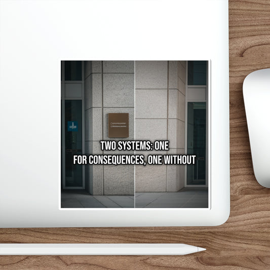 Two Systems: One for Consequences, One Without (Laptop Sticker) — Political Satire Bumper Sticker