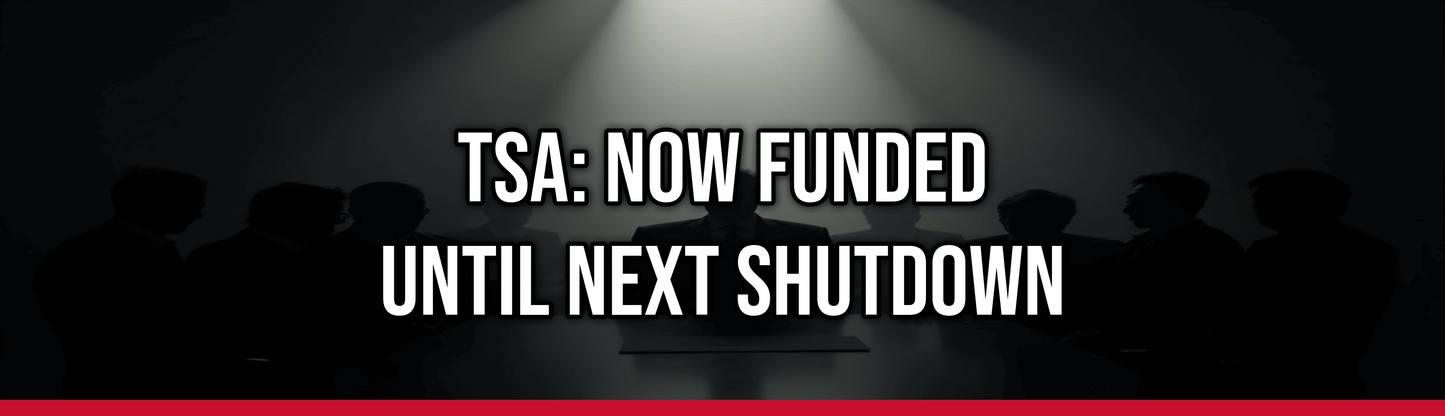 TSA: Now Funded Until Next Shutdown — Political Satire Bumper Sticker