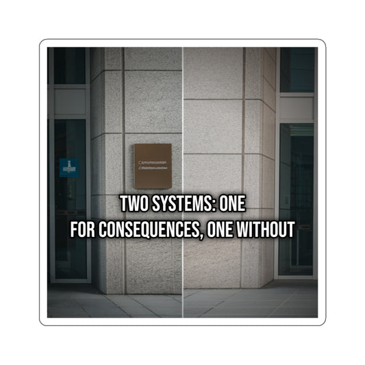 Two Systems: One for Consequences, One Without (Phone Sticker) — Political Satire Bumper Sticker